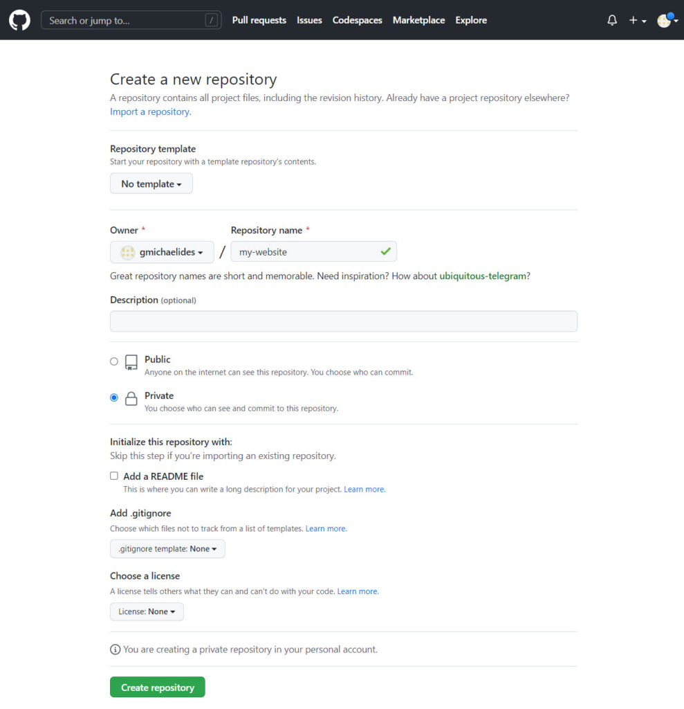 Create Github empty repository