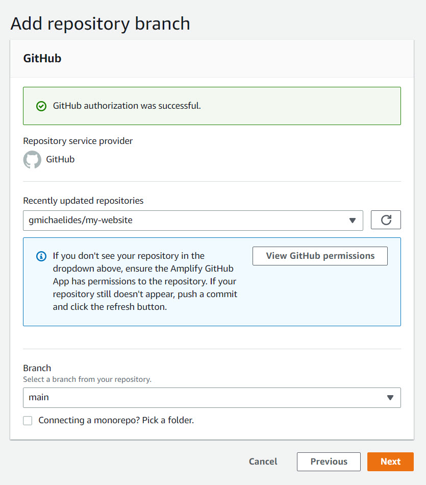 Add repository branch