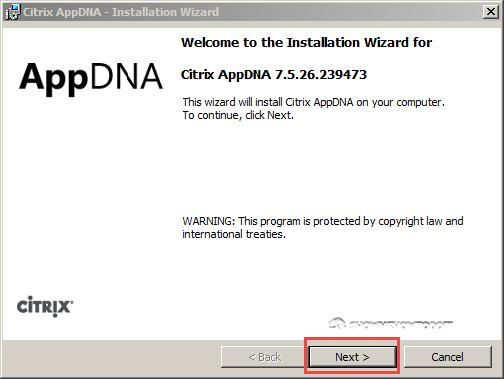 AppDNA 7 Installation Welcome Wizard