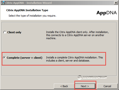 AppDNA 7 Installation Component Option