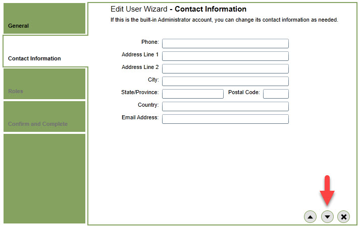 Click down arrow on Contact information