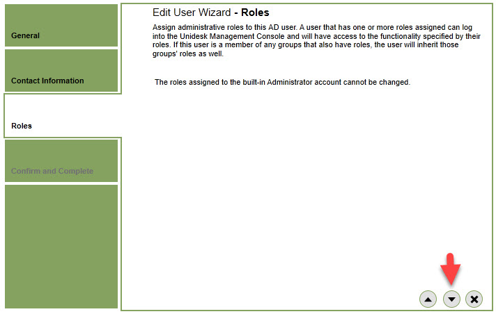 Click down arrow on Roles