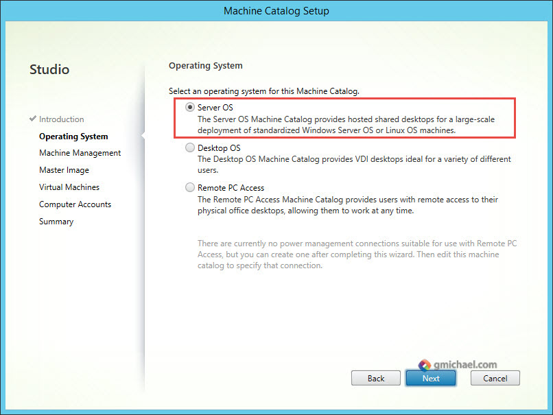 Citrix Machine Catalog Operating System for Linux OS