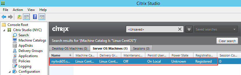 Citrix Linux VDA Registered