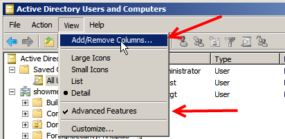 Active Directory Add/Remove Columns
