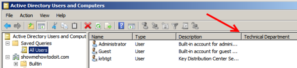 Active Directory view column