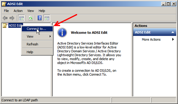 ADSI Edit Connect