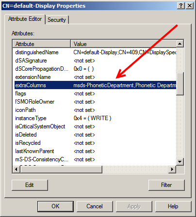 ADSI Edit extraColumns