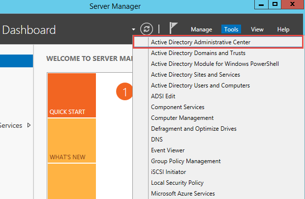 Launch Active Directory Administrative Center