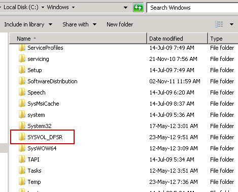 Check folder SYSVOL is deleted