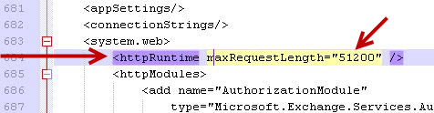 Exchange server web.config