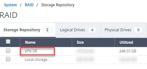 NetScaler SDX Storage Repository