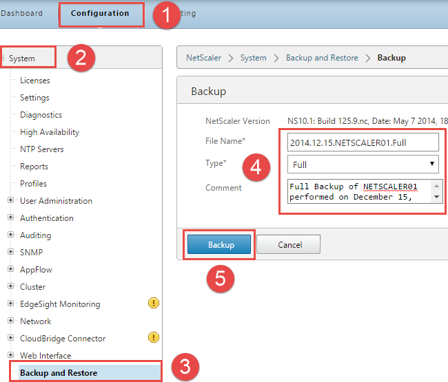 NetScaler Backup