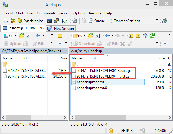 WinSCP Copy Backup Files