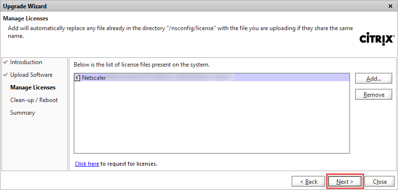 NetScaler Upgrade Wizard Licenses