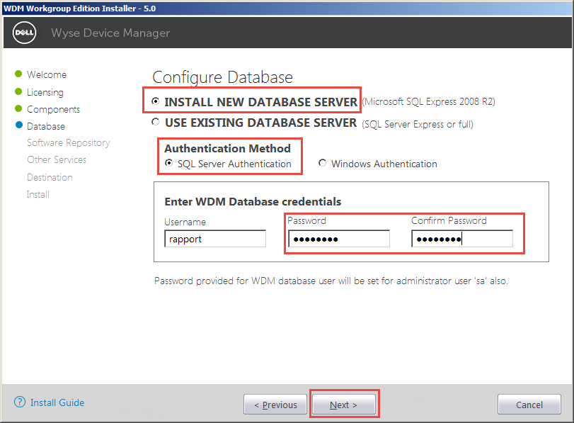 Wyse-Device-Manager-07-Configure-Database