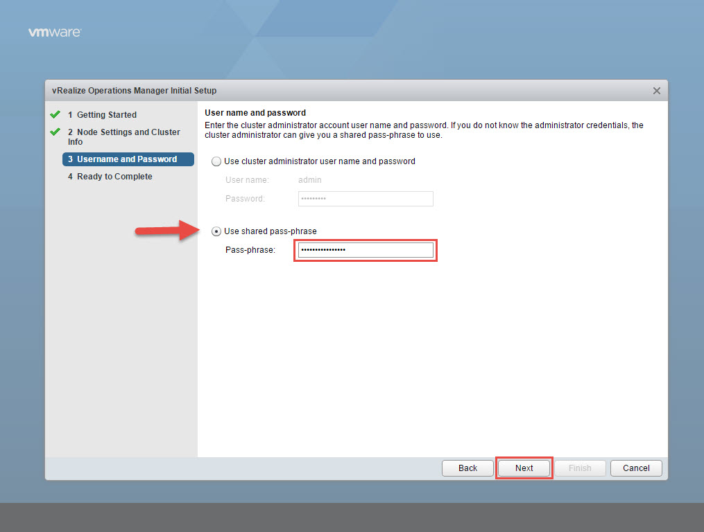 vRealize Operations Manager use pass-phrase