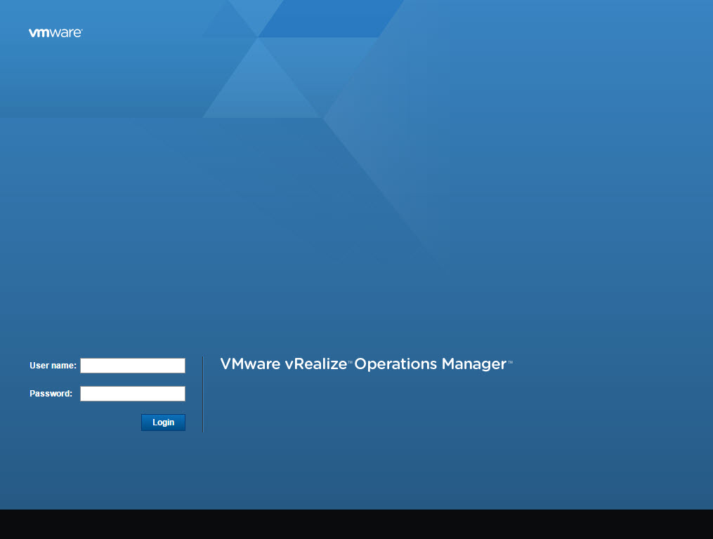 vRealize Operations Manager login screen