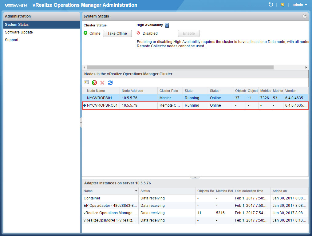 vRealize Operations Manager completing configuration