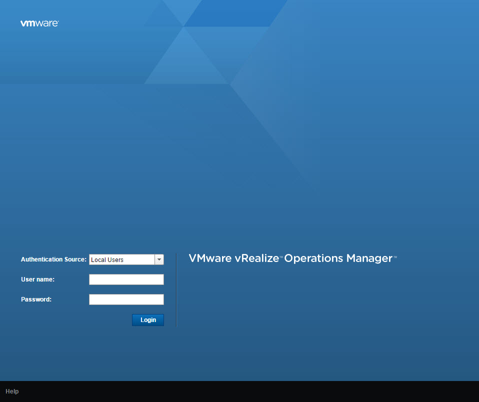 vRealize Operations Manager Login Page