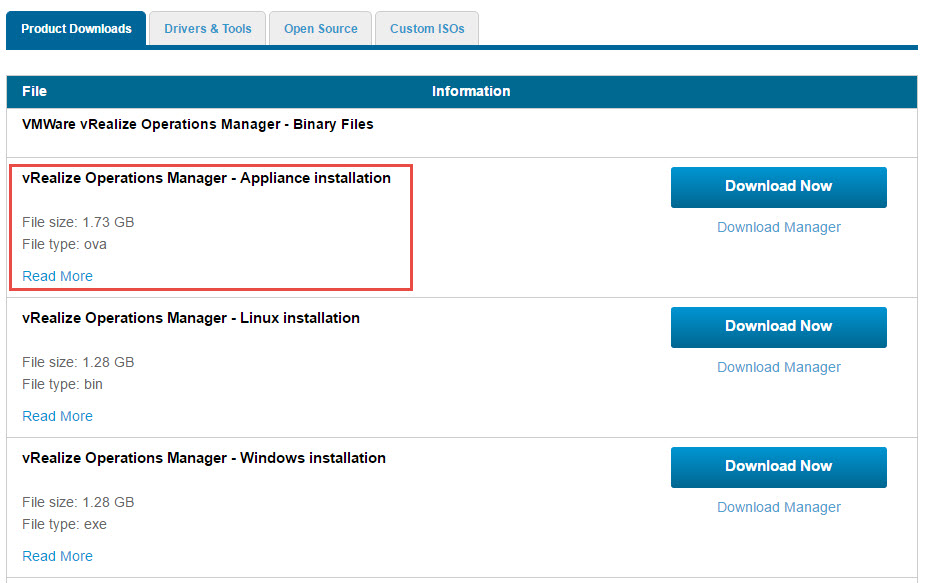 vRealize Operations Manager Appliance Download