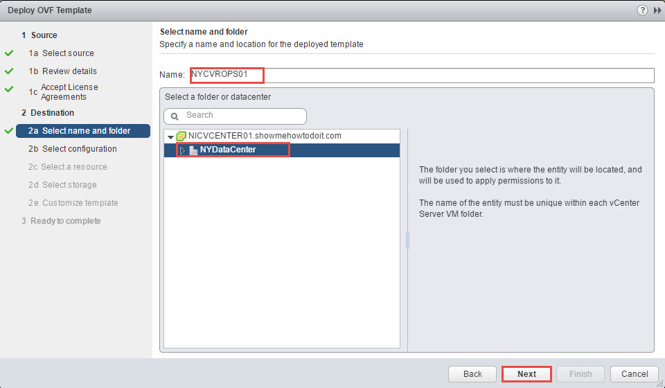 VMware vSphere Deploy vRealize Operations Manager OVA virtual machine name