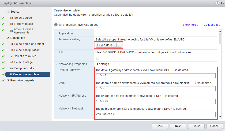 VMware vSphere Deploy vRealize Operations Manager OVA configure network settings