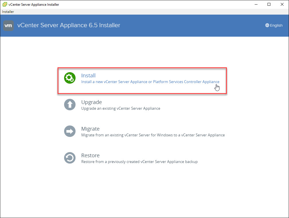 VMware vSphere vCenter 6.5 Installation Wizard